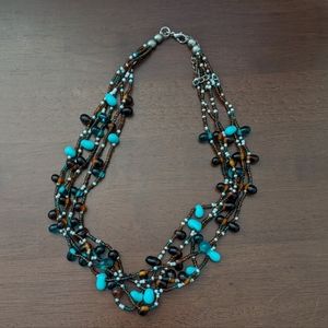 Multi-layered beaded statement necklace